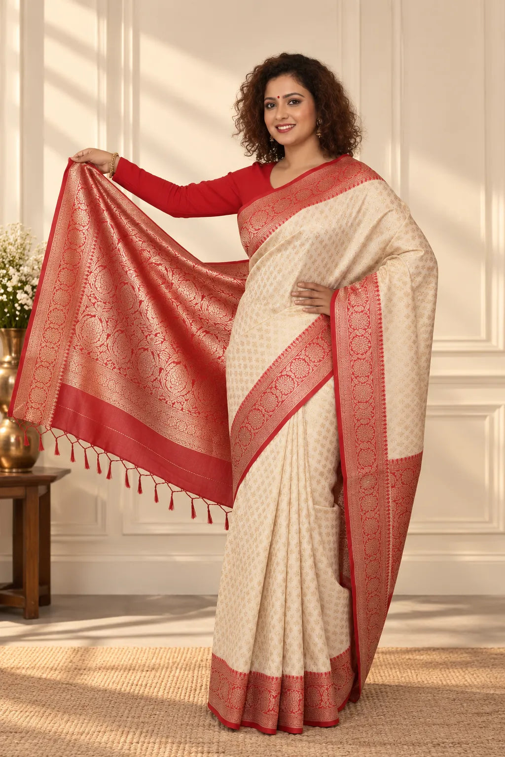 Shweta Pearl White Georgette Saree