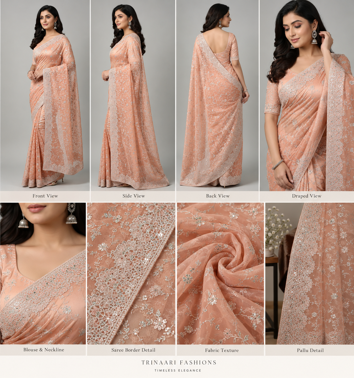 Mrinalini Peach Brocade Banarasi