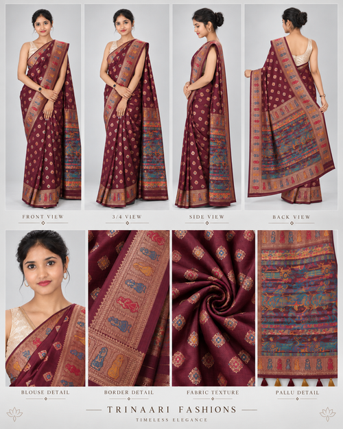 Charulata Maroon Banarasi Brocade