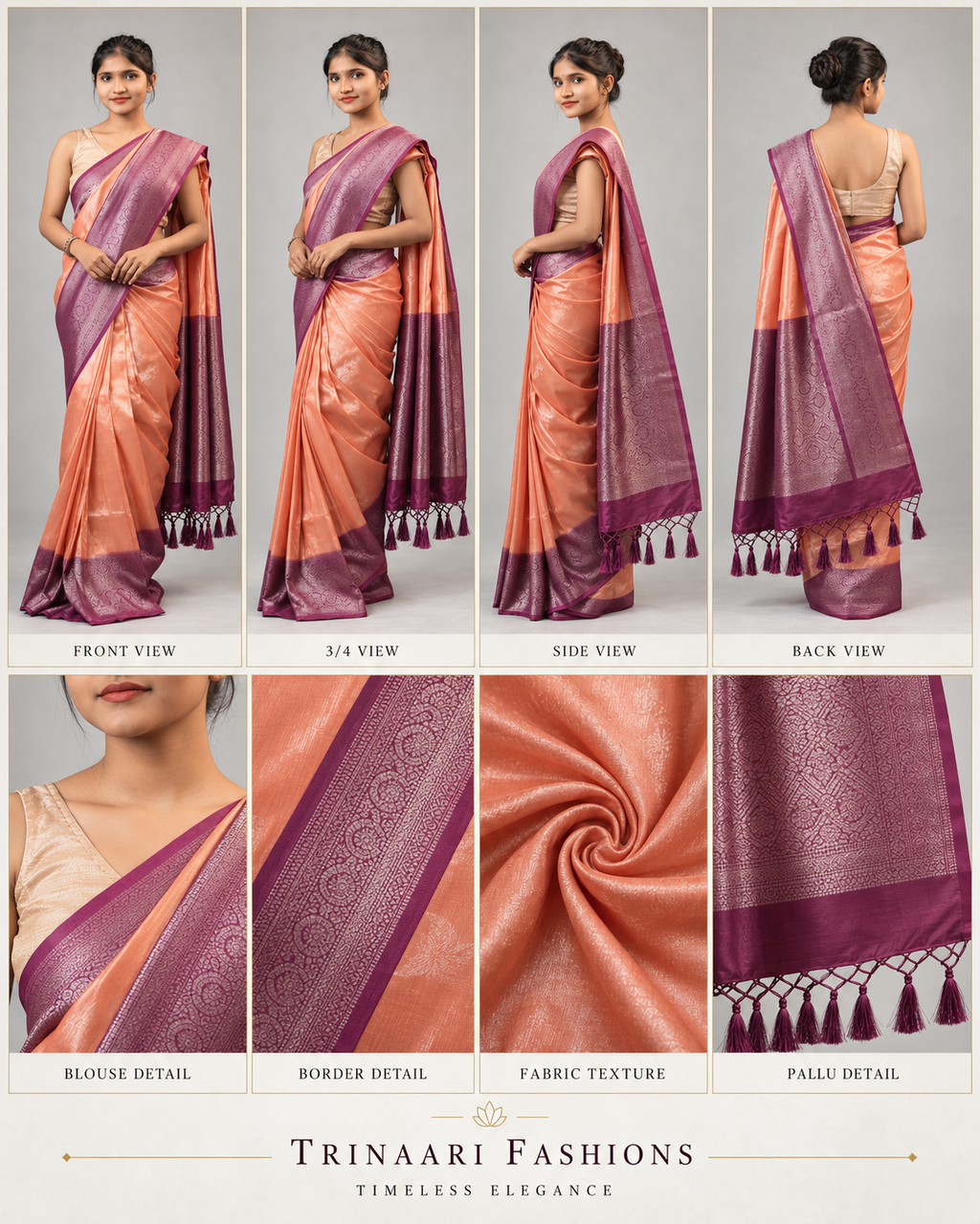 Padmavati Crimson-Orange Kanjivaram