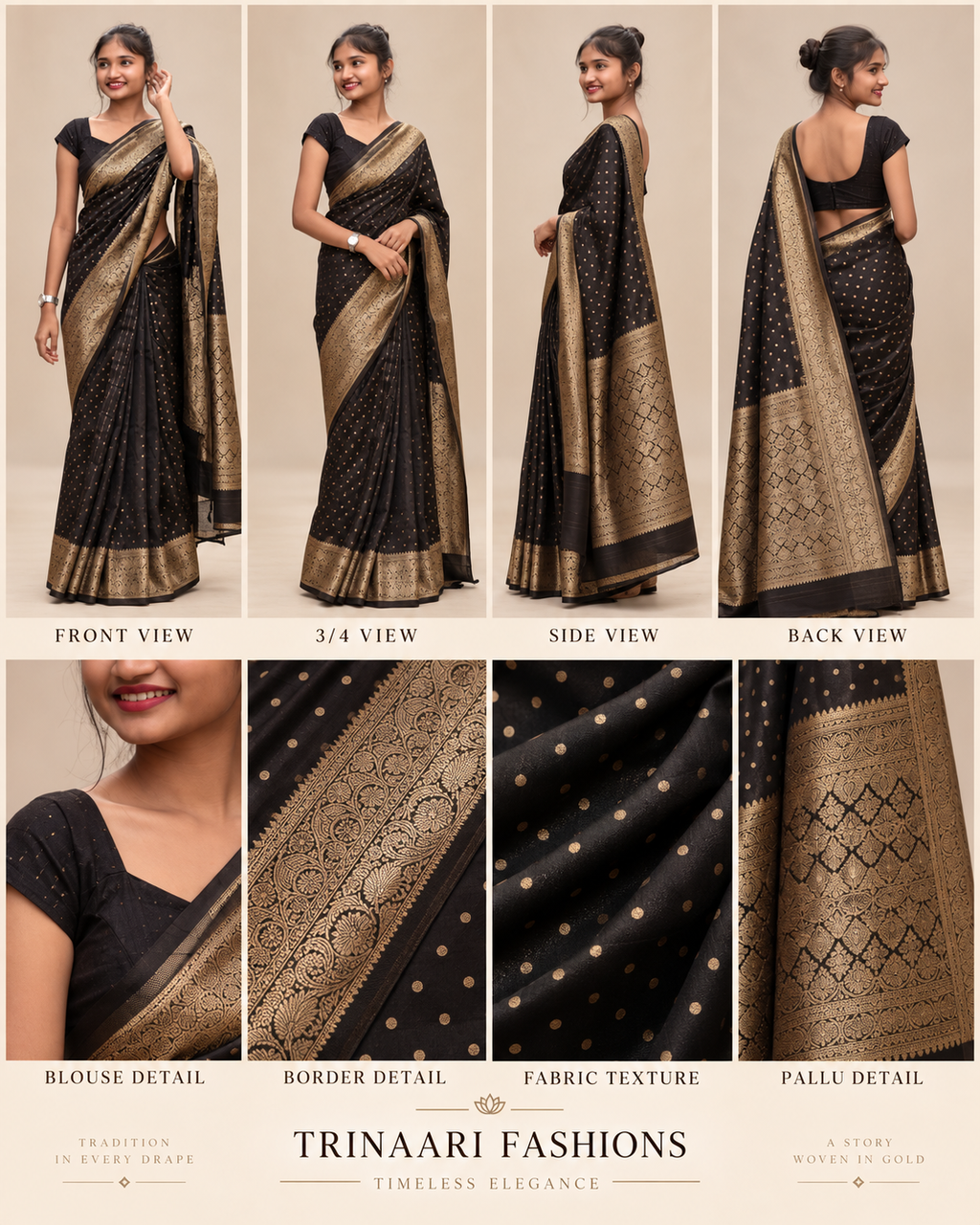 Ira Golden Beige Banarasi Brocade