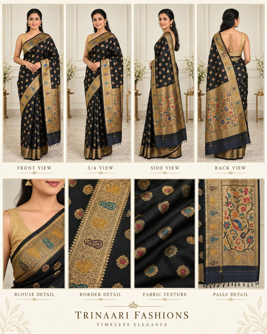 Shanaya Ebony Black Banarasi Saree