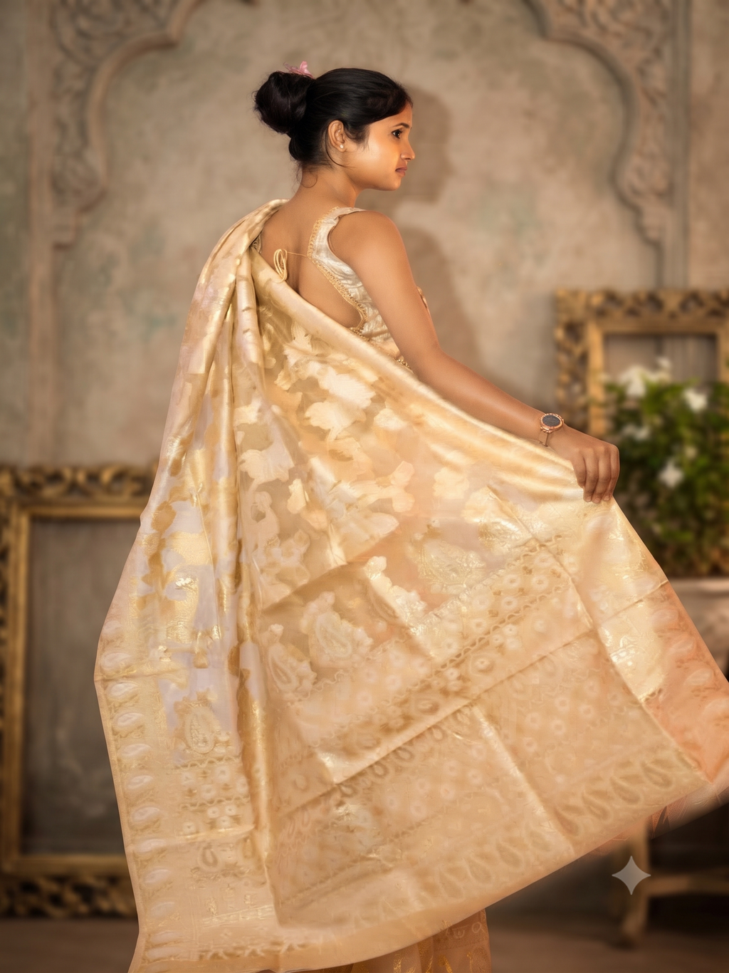Divyanka Cream Banarasi Brocade