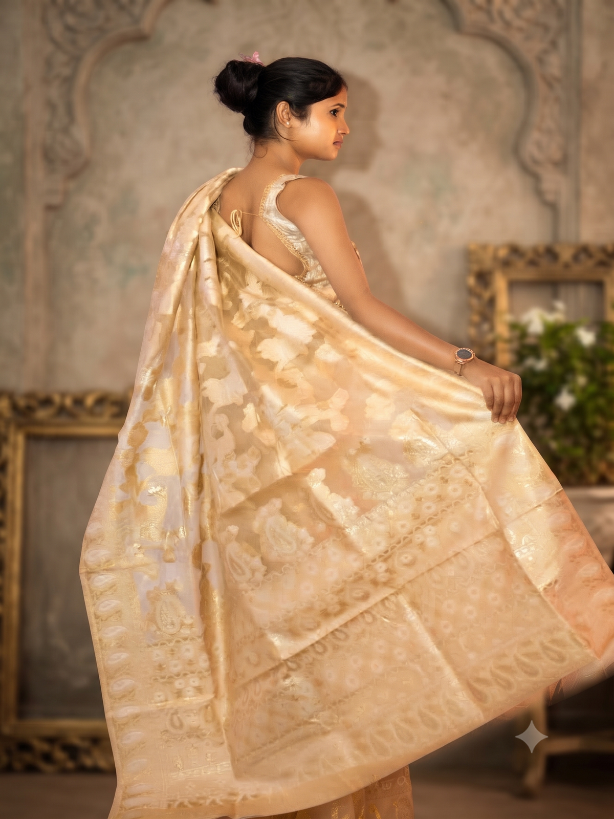 Divyanka Cream Banarasi Brocade