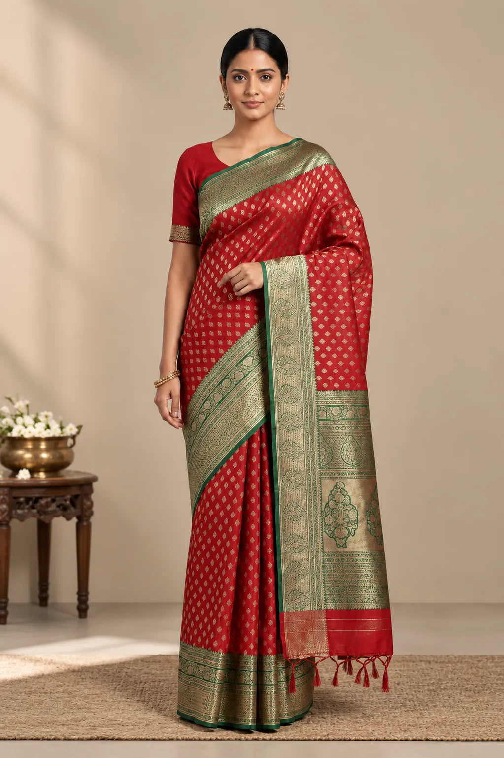 Bhavya Red Green Banarasi Weave