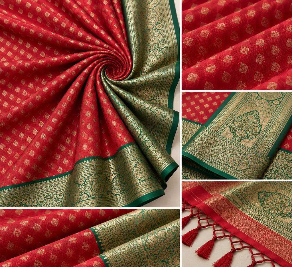 Bhavya Red Green Banarasi Weave