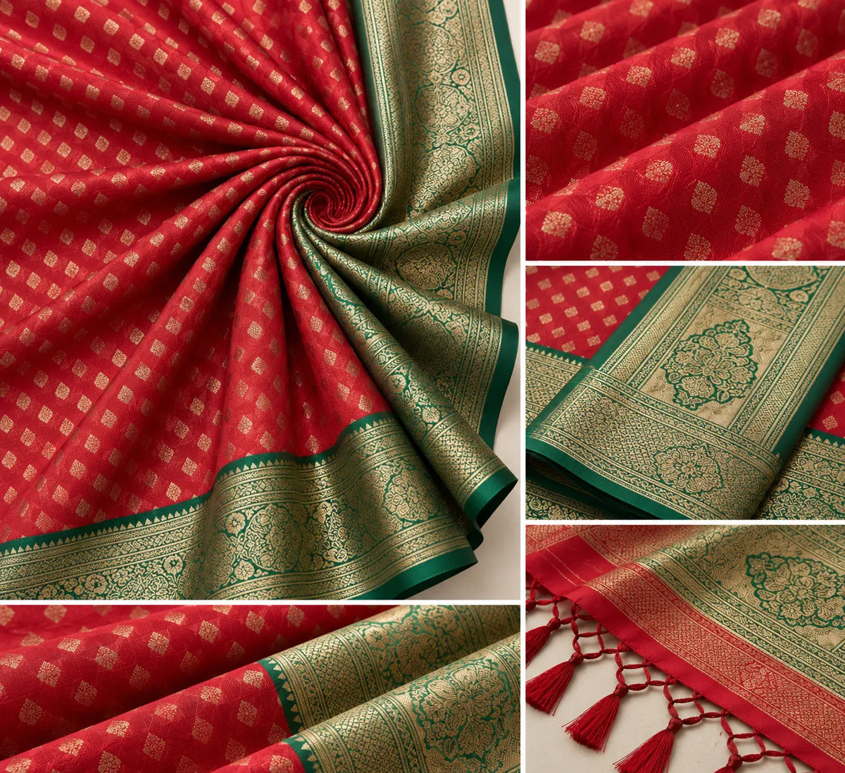 Bhavya Red Green Banarasi Weave