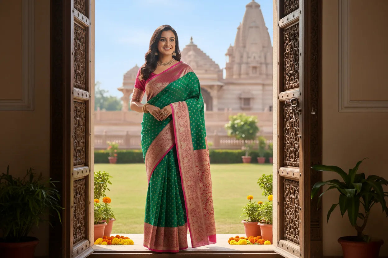 Mayuri Emerald Bridal Banarasi Saree