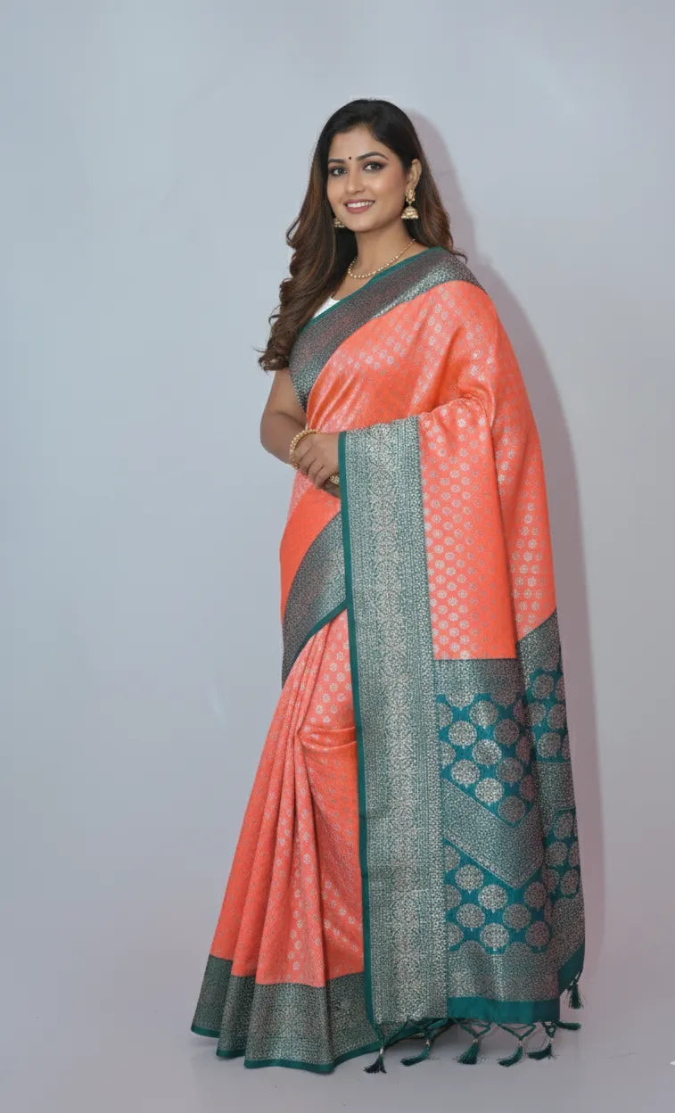 Surabhi Coral Kanjivaram Heritage Saree