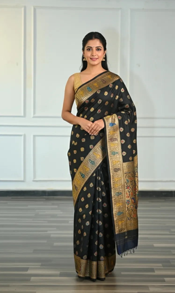 Shanaya Ebony Black Banarasi Saree