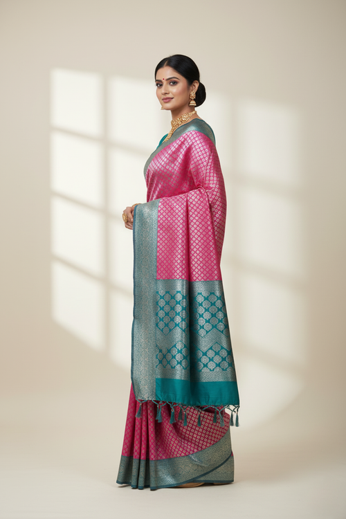 Anuradha Blue-Pink Banarasi Charm