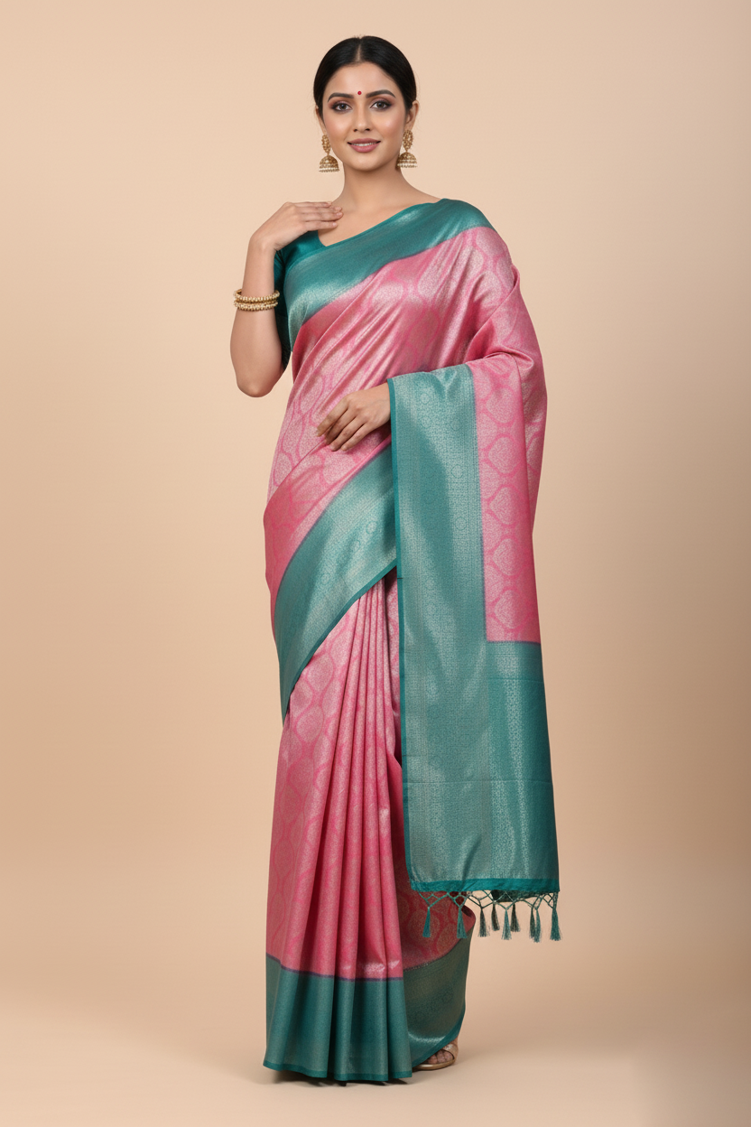 Pratibha Pink Green Banarasi Silk