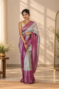 Kesarika Silver Grey Mustard Banarasi